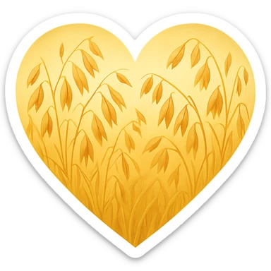 heart with a golden oat field, clean digital illustration, no background sticker