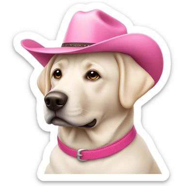 a white lab in a pink cowboy hat  sticker