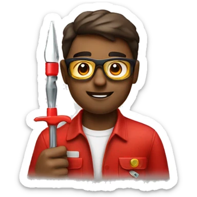 brown electrician with golden glasses with a red screwdriver in his hand sticker