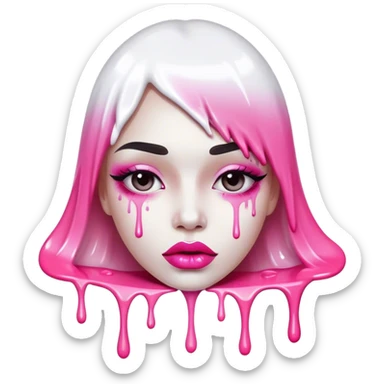 dripping white paint spilling out of Floating pink ombre lips sticker