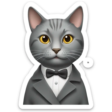 gray cat smoking a cigarette  sticker