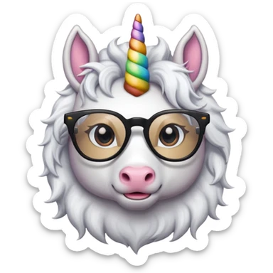 unicorn with black glasses sticker