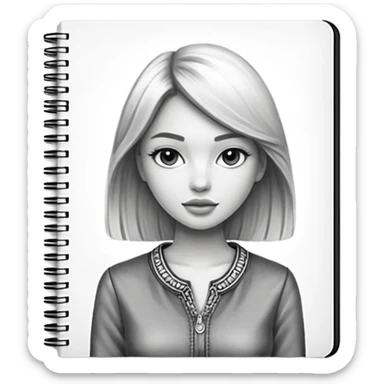 fashion skecth on sketch book, with pencil sticker