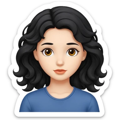 Girl with black wavy hair  sticker