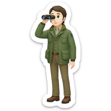 henry David thoreau full body birdwatching with bonoculars sticker