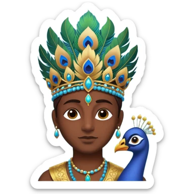 Krishna with feather crown sticker