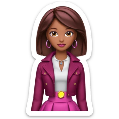 black barbie with brown hair with burgundy highlights  sticker