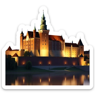 Cinematic Realistic Wawel Castle Landmark Emoji, depicted with the historic royal castle rendered with intricate detail and dramatic, majestic lighting. sticker