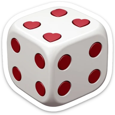 two dices in with burgundy red heart details sticker