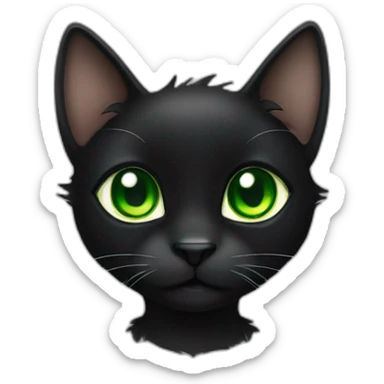 A 2 years old black cat with green eyes sticker