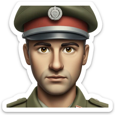 photorealistic serious french soldier 1960s sticker