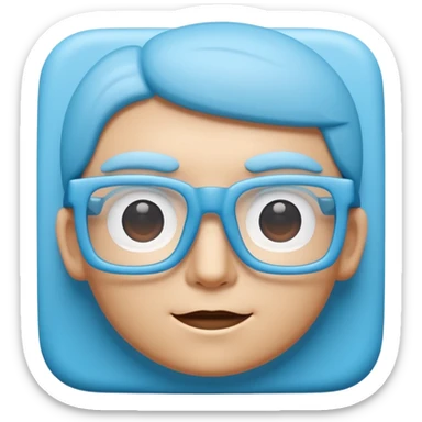 A 3D cartoon sky-blue square spectacle, slightly thick frame, glossy surface, minimal plain background, Memoji-style. Only glasses. sticker