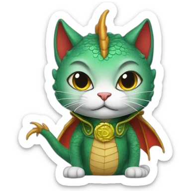 The cat is dressed in a dragon costume sticker