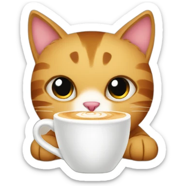 cat drinking cappucino sticker
