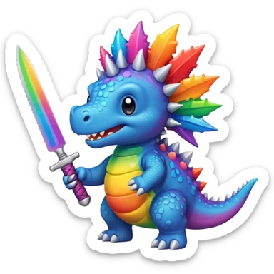 Cute rainbow Stegosaurus with knife sticker