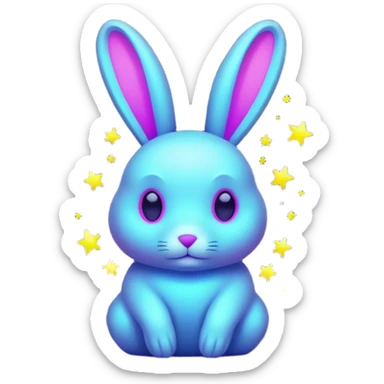 neon rabbit made of starlight sticker
