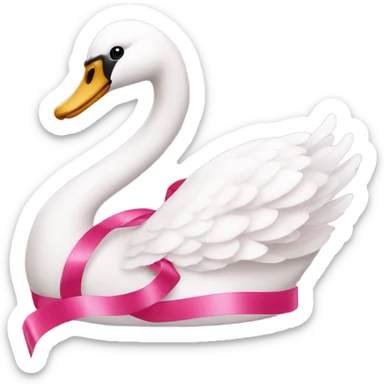  Pink Swan with pink ribbon sticker