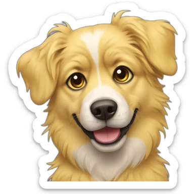 yellow messy fur mixed breed dark eyes dog sticker