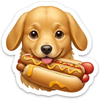 Dog with hotdog in mouth  sticker