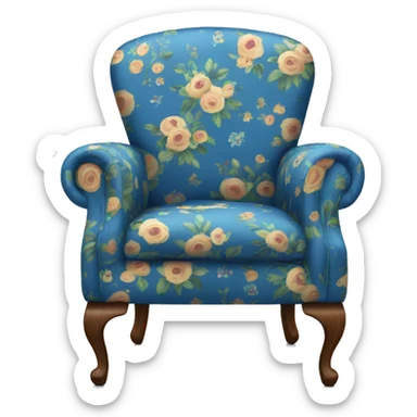 Arm chair with blue floral fabric sticker