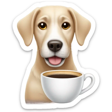 Dog with coffee cup good morning  sticker