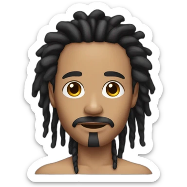Black lightskin man with long black dreads, a moustache and goatee and a large birthmark located on his left cheek sticker