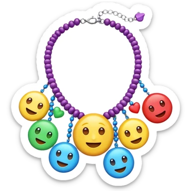 multicolored necklace, 3d emogis sticker