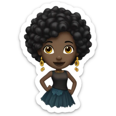 AfroCarribean-goth-girl-with-black-hair-and-brown-eyes--dancing sticker