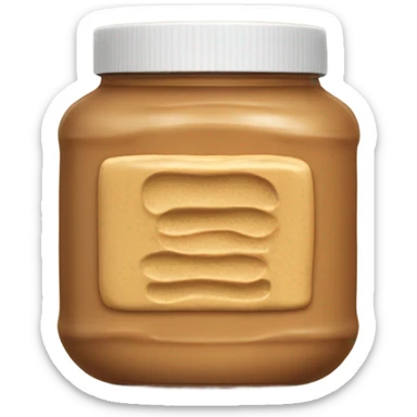 Peanut butter jar with a peanut on the front of the jar sticker