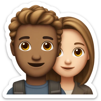 young couple feel in love both are white skin and have brown hair sticker