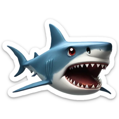 titan shark with destroy sea city, angry eyes shark sticker