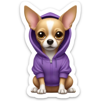 Chihuahua in purple hoodie sticker