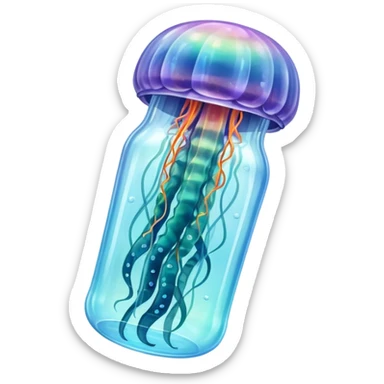 sea jellyfish, plastic bottles sticker