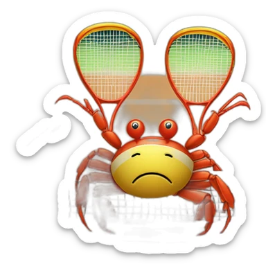 crabe sur balle de tennis sur raquette sticker