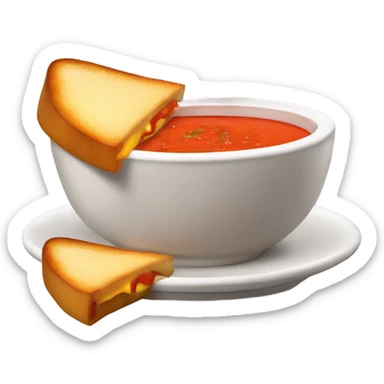 bowl of tomato soup with a side of grilled cheese sticker