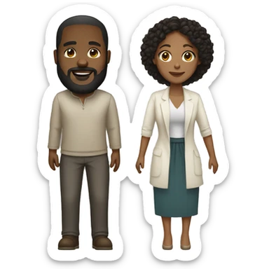 Couple black man with beard and very light skinned woman sticker