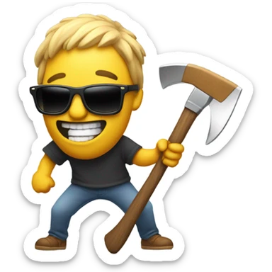 axe with sunglasses dancing  sticker