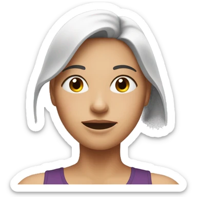 woman's face with working out too sticker