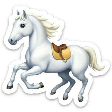 Creat a white horse running sticker