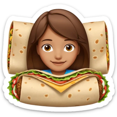 Girl with brown hair "resting burrito face" sticker