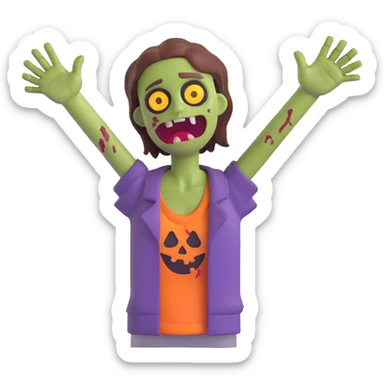 zombie emoji, tattered clothes, arms outstretched sticker