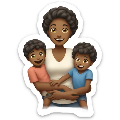 white mother with children  sticker