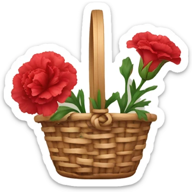 red Carnation flower in basket sticker