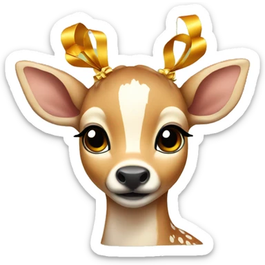 Fawn with ribbon on its head sticker