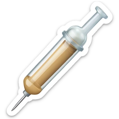 Beige syringe for injection with needle sticker