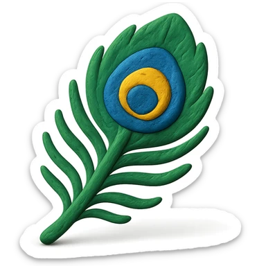 peacock feather in claymation style sticker