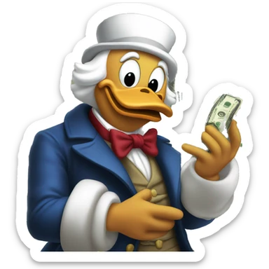 Scrooge McDuck counting money sticker