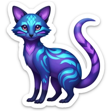 Exotic nebulae dark blue purple futuristic bioluminescent translucent transparent lush warm-colored neon-glowing iridescent Fakémon-Fionbri-Vernid-Genet-creature sticker