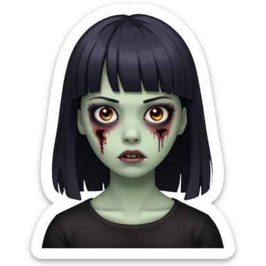 faça uma menina de franja zumbi com delineado  sticker