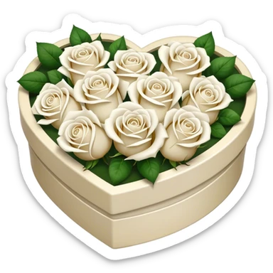White Roses in a heart-shaped box  sticker